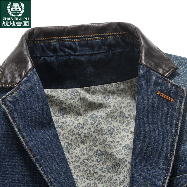 Spring and Autumn Casual Denim Suit Men's Jacket Loose Large Top Casual Clothes Single West Multi-Pocket ຊຸດພໍ່ອາຍຸກາງ