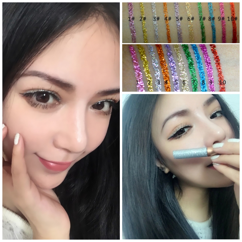 Hiệu suất không thấm nước màu ướt sequins stars bút kẻ mắt dạng lỏng siêu sáng bóng Jingjing nằm tằm eyeshadow sáng bút ins kẻ mắt lemonade