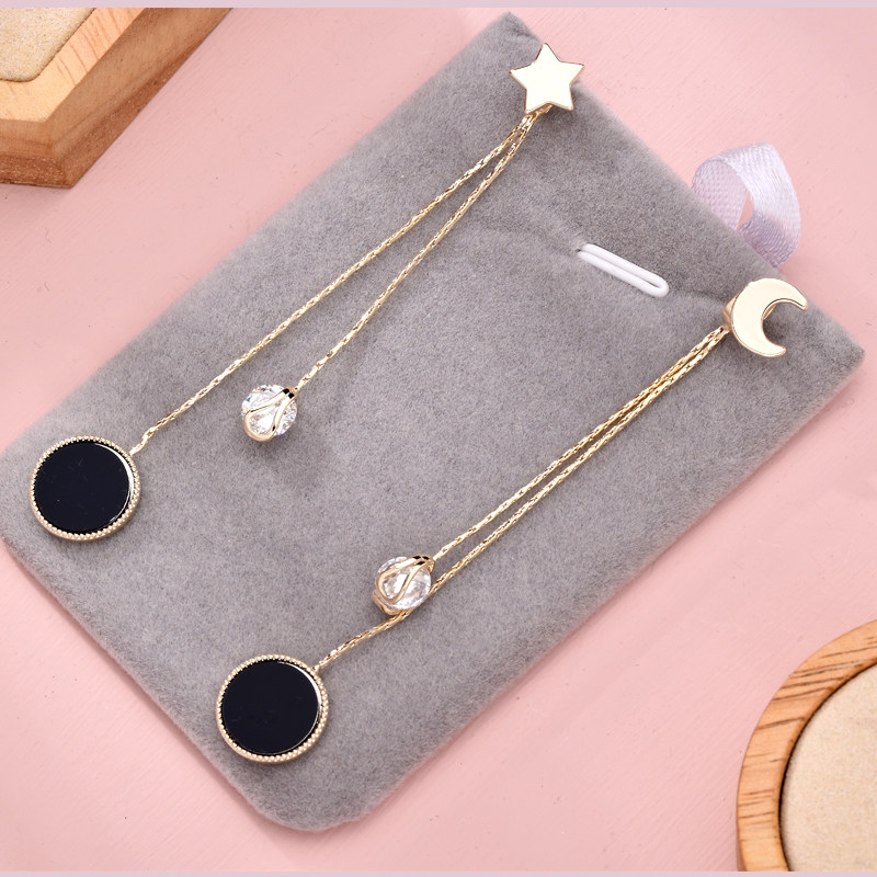 Xingyue asymmetric zircon earrings female 2021 new trendy 925 silver personality net red star moon earrings temperament