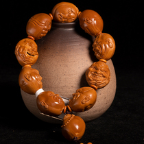 Olive core hand string Su Gong master pure hand carving evil monk olive nuclear carving men and women bracelet olive Hu
