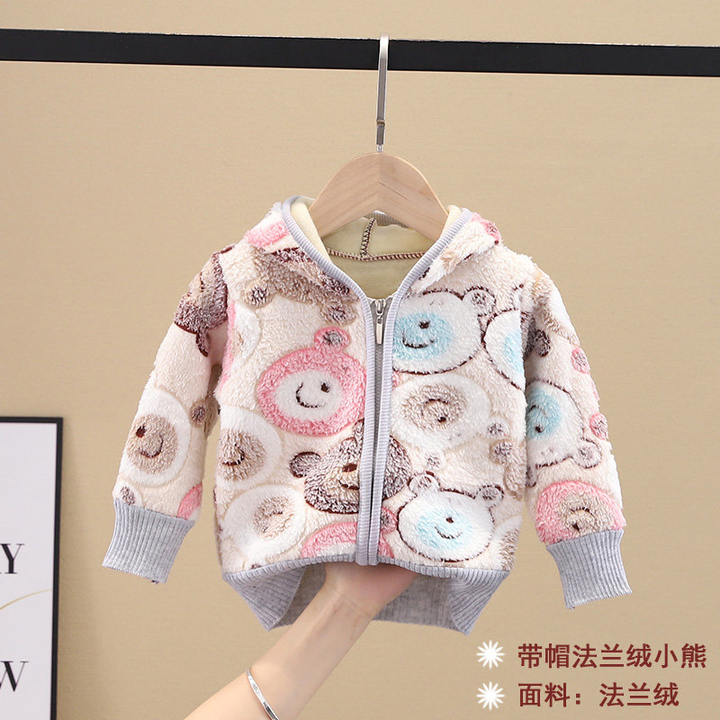 2021 new autumn and winter baby fleece sweater baby double-sided fleece thick cardigan warm jacket trend for boys and girls