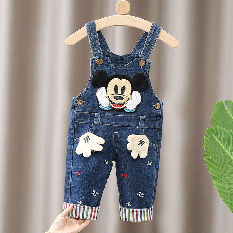 Clearance autumn new baby overalls 12-3 years old children's denim trousers boys and girls infants and young children's trousers