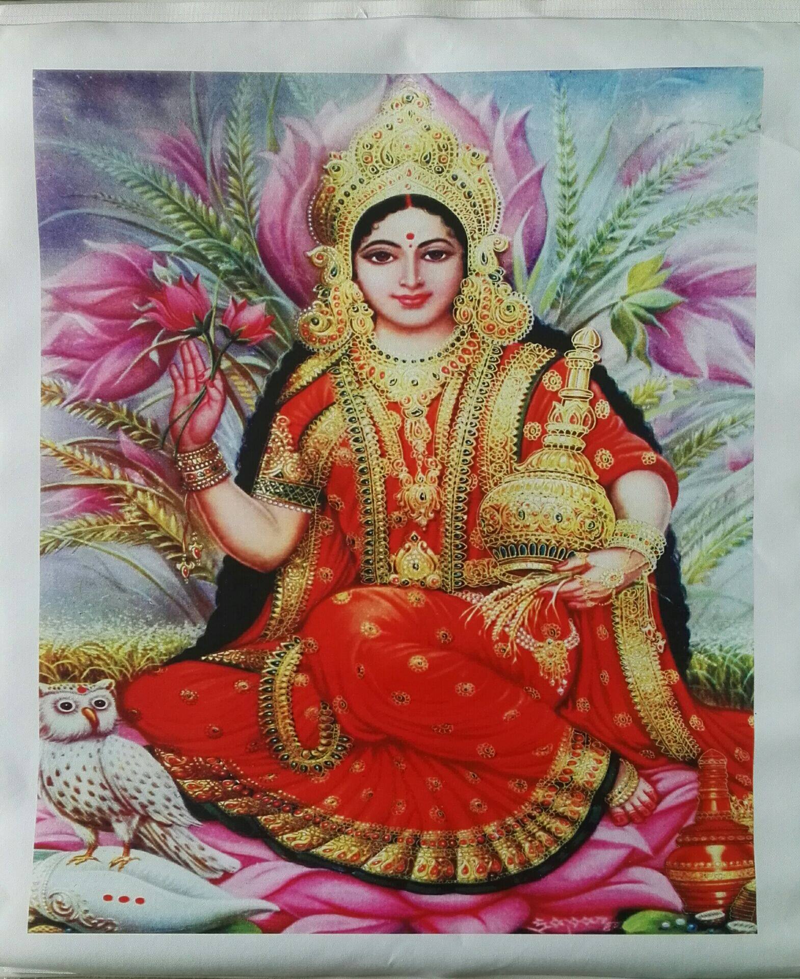 Yoga hall decorative painting Large poster decorative painting Simulation mimeograph painting Indian idol Harvest goddess Frameless painting