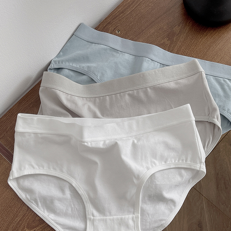 Wish All Your Wishes Come True 3-Pack Basic Women's Underwear Mid-Waist Cotton Girls' Student Pure Cotton Briefs