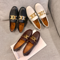 Inglerofoe Shoes 2021 Spring new One Foot Pedal Sloth Shoes Flat Bottom Small Leather Shoes Women European Station Soft Leather Shoes