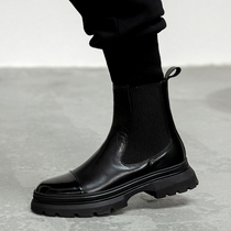 2021 Autumn winter style thick bottom breathable short boots Genuine Leather thin style Muffin Martin boots 100 lap Inn Wind Chelsea boots