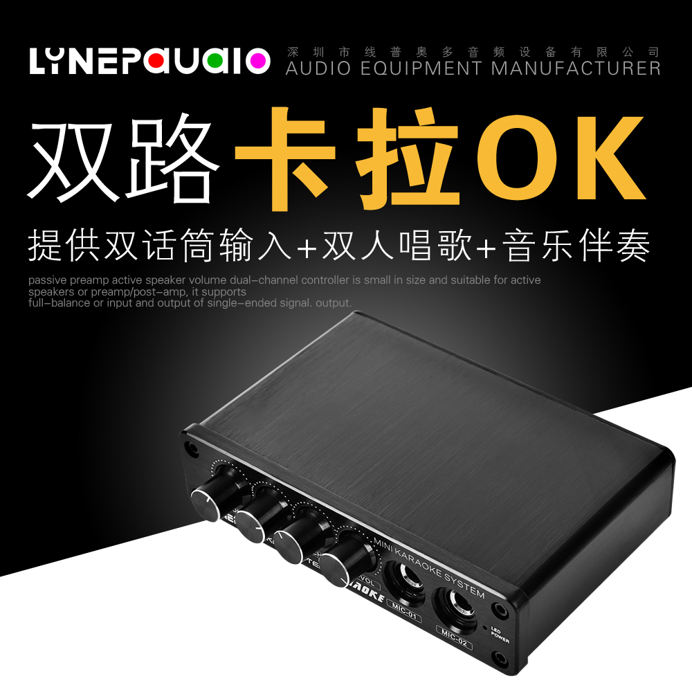 Line Puoduo mixer Dual microphone mixer K song mixer Mini dual Karaoke mixer
