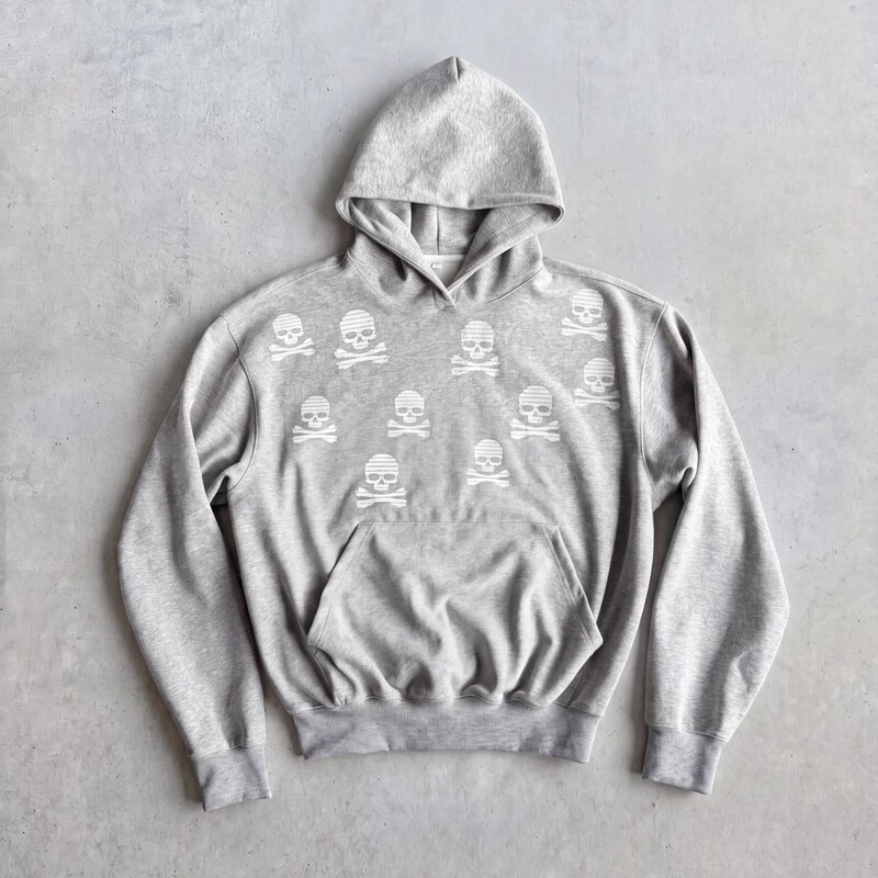 Clearfrost'Striped Skull' Retro Print Hooded Pullover Sweatshirt, Light and Suitable for Commuting, Long Sleeves Clearfrost'Striped Skull' Retro Print Hooded Pullover Sweatshirt, Light and Suitable for Commuting, Long Sleeves