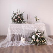 Emulated flower rose fake flower wedding decoration flower road leading flower background plate decoration home Ornament Photography Filming Floral