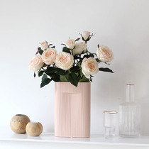 High emulation Flower Rose hand Feel Moisturizing Fake flower Flowers Ceramic Sheet set Living room Restaurant Desktop Decorative Pendulum