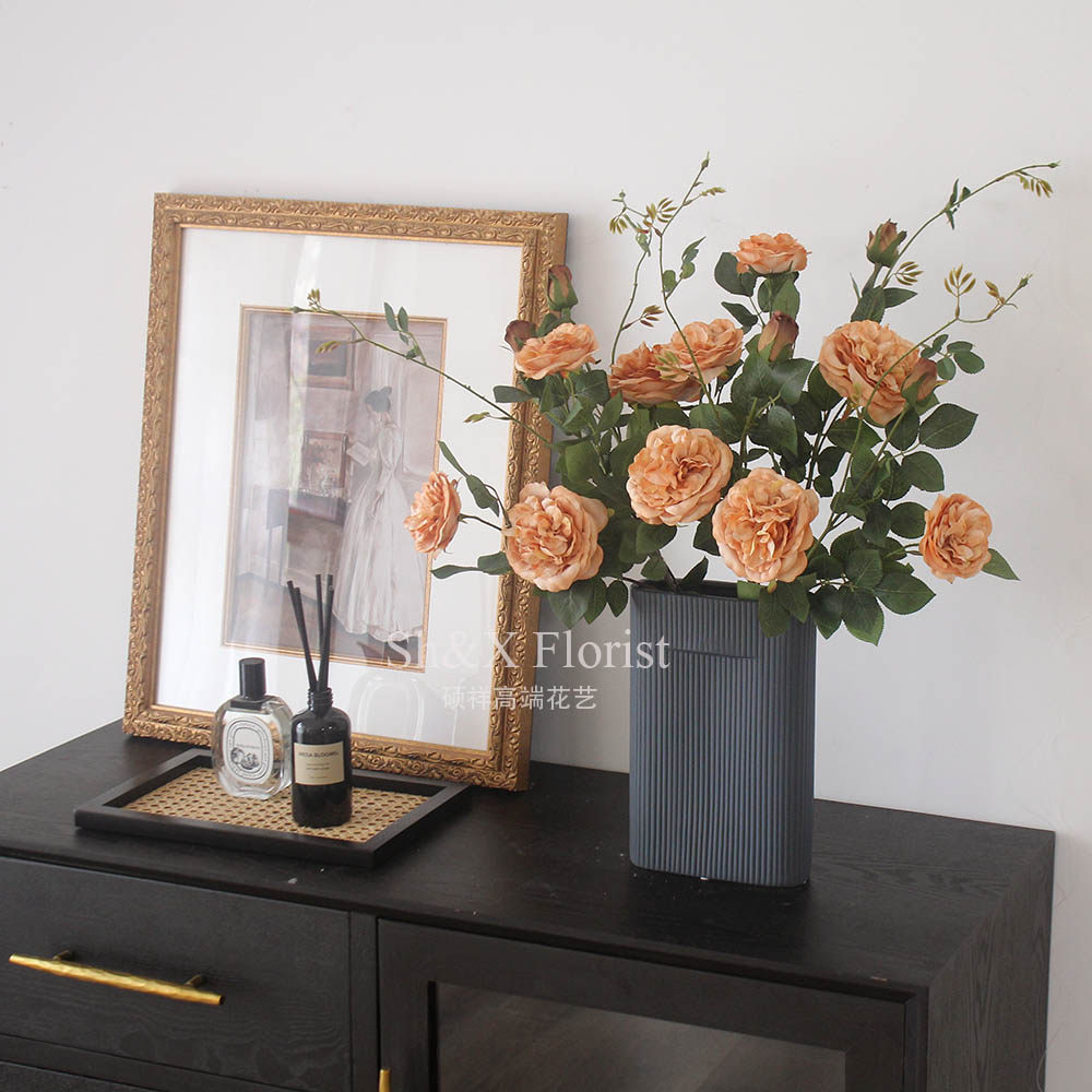 Morandi Retro Color Emulation Flowers Rose Peony Fake Flowers Garnish Flowers Decoration Flowers Placed Suit Living-room Table Hem