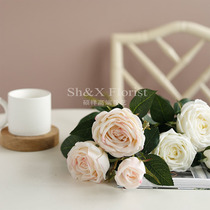 Single Branch Hand Feel Moisturizing Rose Simulation Flowers Fake Flowers Bouquet Living-room Restaurant Decorated Flower TV Cabinet Flower Arrangement Pendulum