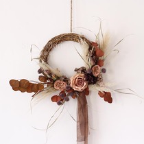 Simulation flower dry flower evergreen flower ring door decoration creative wall decoration wall-mounted photographic prop chair back decoration scene arrangement