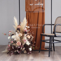 Simulation Rose Composition Floral Wedding Signage Flower Decoration Road Leading Flowers Swing Piece Photographic Decoration Props Shop Window Design