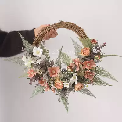 Simulation flower retro rose cosmos combination floral fake flower Morandi color Garland door decoration creative wall hanging