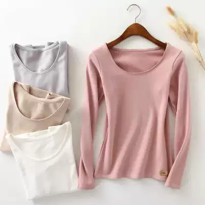 Cotton pure cotton milled thick bottoming shirt T-shirt women's long-sleeved warm clothes women's slim spring and autumn and winter new