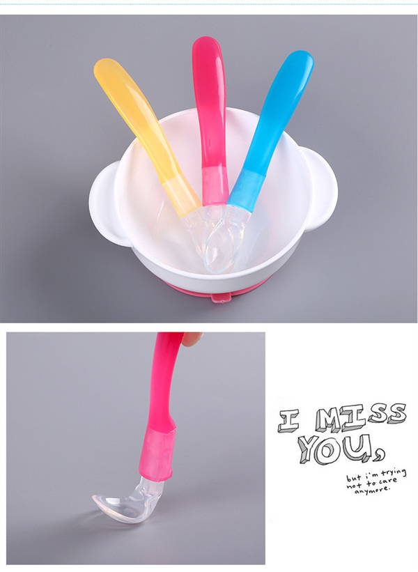 Orange Bell Baby Silicone Spoon Baby Soft Spoon Cho ăn Muỗng Đào tạo Bộ đồ ăn Muỗng Gói đơn 9004 - Cup / Table ware / mài / Phụ kiện yếm máng