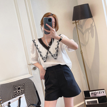 Snowspun shirt woman 2022 Summer new womens clothing Han edition fashion doll collar loose short sleeve foreign air Dont make a little shirt