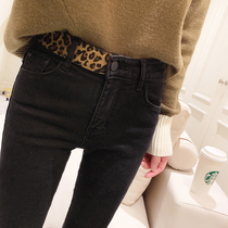 Velvet jeans womens 2020 new womens Korean version of the high waist thin BAO WEN small feet pencil pants womens autumn AND winter