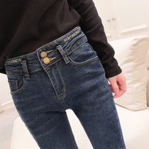 Jeans womens winter velvet 2020 new Korean fashion Western style high waist thin tight thick pencil pants