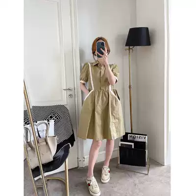 Dress design sense niche summer 2021 new women's Korean fashion POLO collar shirt short sleeve A- line dress