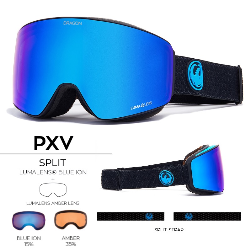 2021DRAGON Korean ski glasses Single double board Double lenses Asia Anti Fog Cylinders PXV Blue Snow Mirror