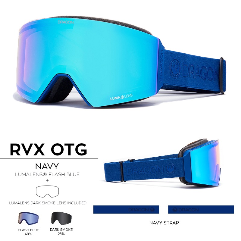 2021DRAGON Korean ski glasses Single double board Double lenses Asia Anti Fog Cylinders RVX Pure Blue Snow Mirror