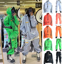 2223MRS Japanese ski clothing single board double board men and women waterproof wind pullover hooded top loose calf pants