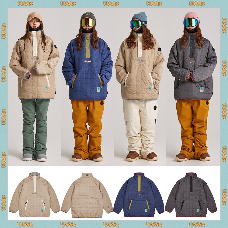 2122USS2 Korean ski suit Single double board male and female waterproof wind warm cover head slapped bottom coat stand outdoor blouse