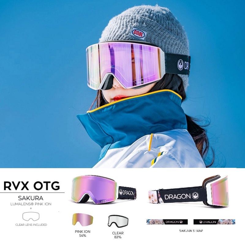 2021DRAGON Korean ski glasses Single double board Double lenses Asia Anti-Fog Cylinders Pink RVX Snow Mirror