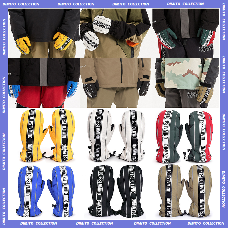 2021DIMITO Korean ski gloves single double board men and women Warmth Waterproof Windproof with Thickened Hand Stuffy