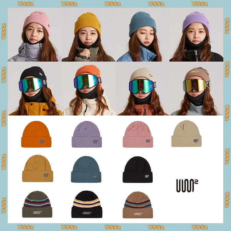 2122USS2 Korean ski hat men and women with the same winter outdoor sports anti-cold and warm knitted suede hat