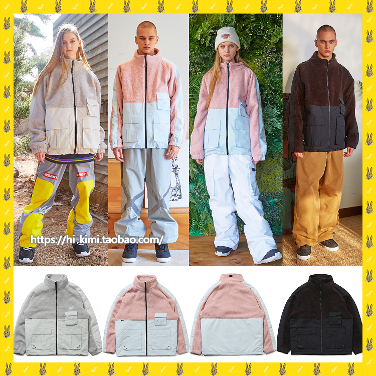 2122BSRABBIT Korean ski suit Single double board male and female waterproof wind warm rocking grain suede thickened cardiovert blouse