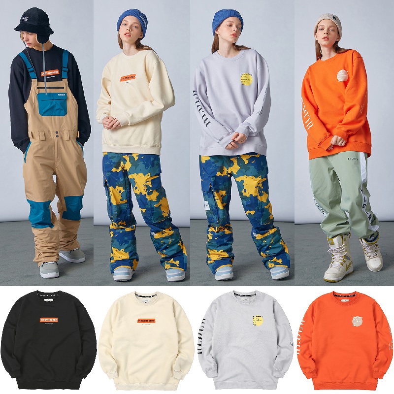 2021HOLIDAY Korean ski sweatshirt with single double board male and female with thickened warm cover head round neckline for leisure blouses