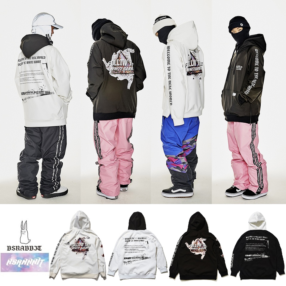 1920BSRABBIT Korea ski sweater single and double board men and women waterproof and windproof long version thick warm hoodie