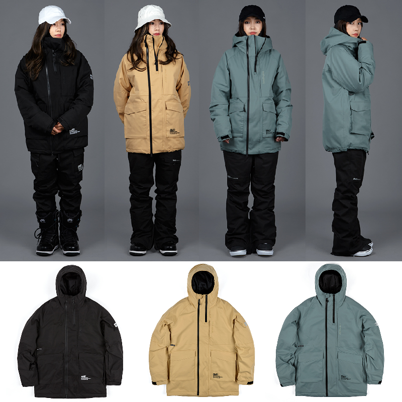 2021BOUND Korean ski suit single double board male and female with windproof waterproof pure salad lock with cap warm jacket