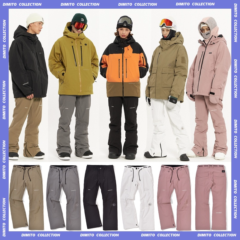 2021IMITO Korea Ski Pants Men's and Women's Single and Double Board Waterproof Wind Resistant Micro Horn Slim Leg Pants BIO