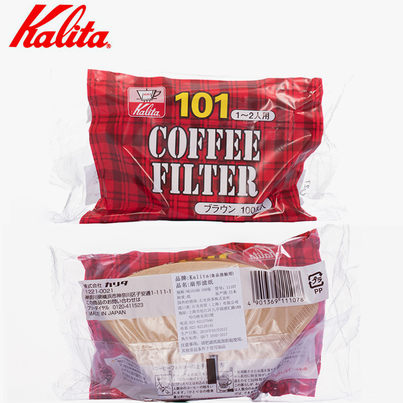 Japan original kalita hand-brewed coffee filter paper 101 model fan-shaped filter paper primary color no bleaching 100 pieces