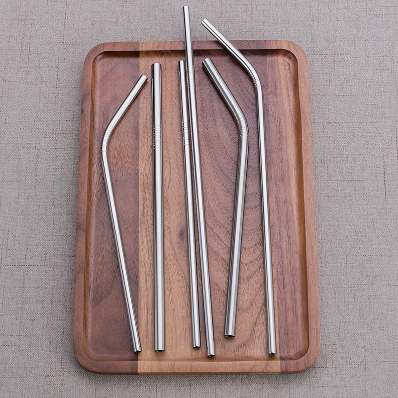 Environmentally friendly food grade 304 stainless steel straw Juice milk tea beverage heat-resistant bending straw Send straw brush