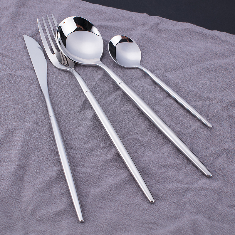 Outlet Eurostyle High-end Solid 304 Stainless Steel West Cutlery Sets Dining Spoon Dining Fork Dining Knife Sweet Spoons 