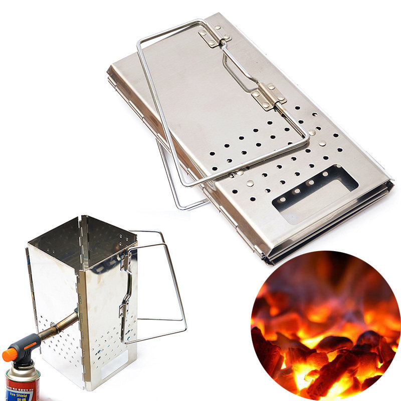 Outdoor BBQ grill thickened stainless steel folding charcoal stove Fire stove Portable ignition heater heating stove