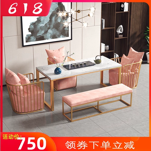 Чайный стол и стул Комбинированная простота, современный китайский домашний свет роскошный мрамор маленький чайный стол офис кунг -фу чайный стол