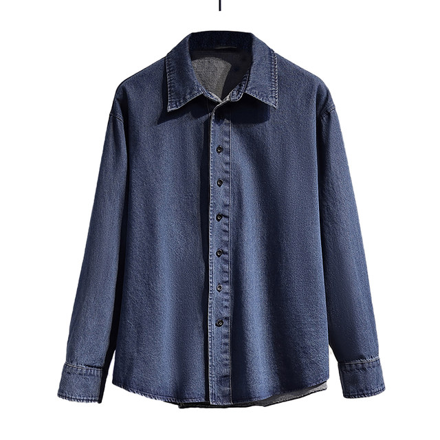 Early autumn retro Hong Kong style denim shirt tops for women spring and autumn Korean style large size fat mm casual bf versatile shirt jacket