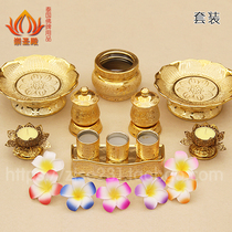 Thai Buddha amulet ceramic plate with four sides Somdej gold set luxury incense burner water cup plate base lamp holder