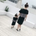 Cha mẹ mặc con mẹ mùa hè 2020 mới giữa nữ dài tay bé váy ngắn tay kiểu nước ngoài Váy trẻ em Váy thun - Trang phục dành cho cha mẹ và con