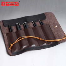 Gold Stone Print Workshop Seal Engraving Knife Containing leather cover multiple branches to put 10 Carved Knife Leather material