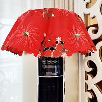 Red Cylindrical Living Room Vertical Air Conditioning Cover Cloth Art Embroidery Festive Cabinet Air Conditioning Hood Cabinet Wedding Dust Shield