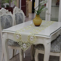 Tea table Chinese style minimalist table flag upscale Tian Garden European-style extravaganza embroidered with white fabric vintage Mediterranean