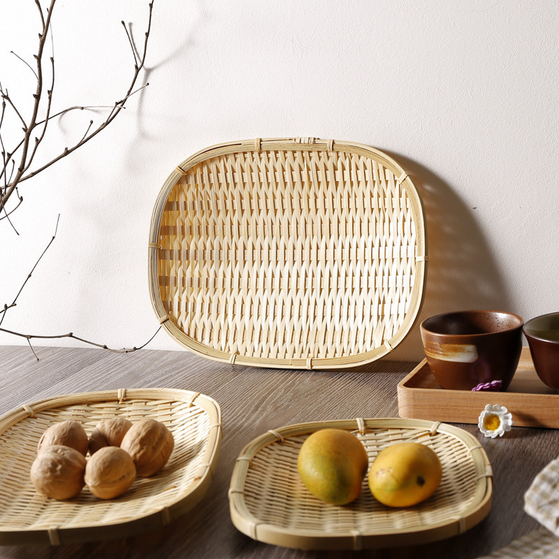 Bamboo Cooked Cooked Dish Bamboo Sift Cake Pan Cake Pan Bamboo Sushi Dish Day Style Dried Fruits Fruit Pan Dustpan