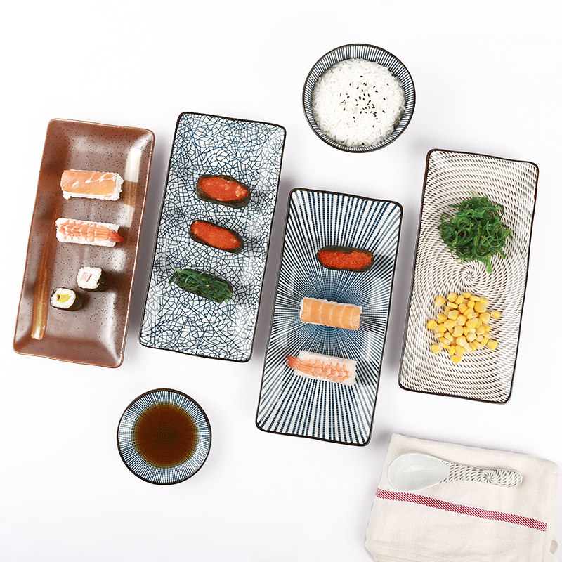 Day Style Ceramic Cutlery Long Disc plate Fish tray Home Shara pan snack tray Creative Breakfast Dish